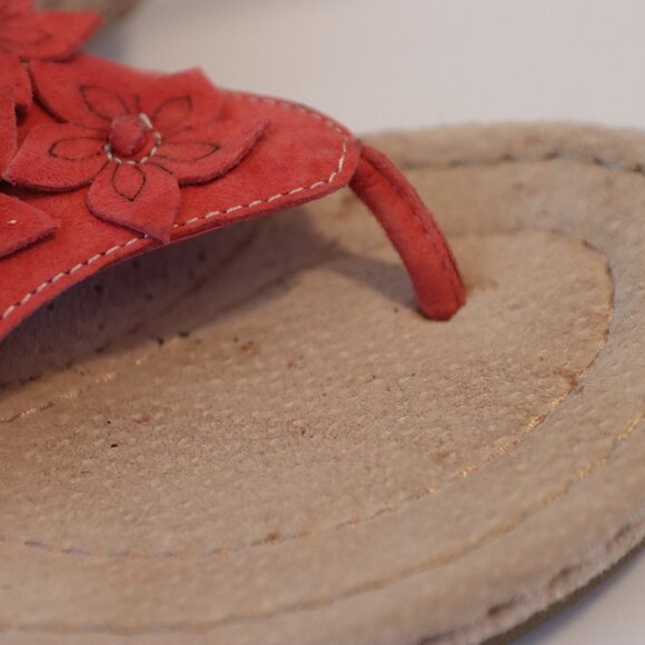 Easy Spirit Dreambeach Thong Sandal Leather Casual, Beach Floral Red Size 6M - Picture 10 of 12